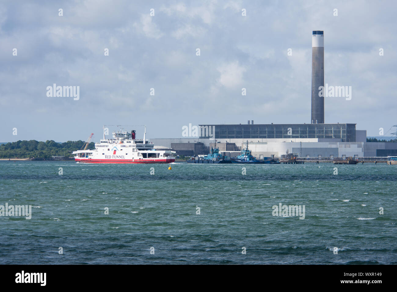 Red Funnel Car Ferry Southampton Water from Hamble towards Fawley Stock