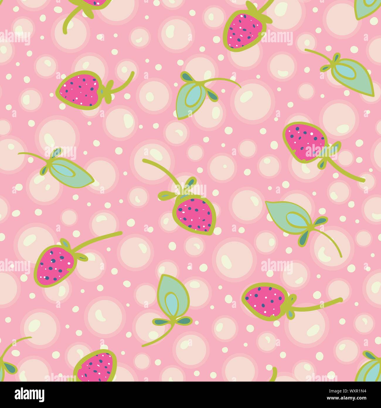 Pink Vector Repeat Pattern With White Soap Bubble Dot And Strawberry Kawaii Japanese Comic Style Surface Pattern Design Perfect For Paper And Textile Projects Bath Products Stock Vector Image Art