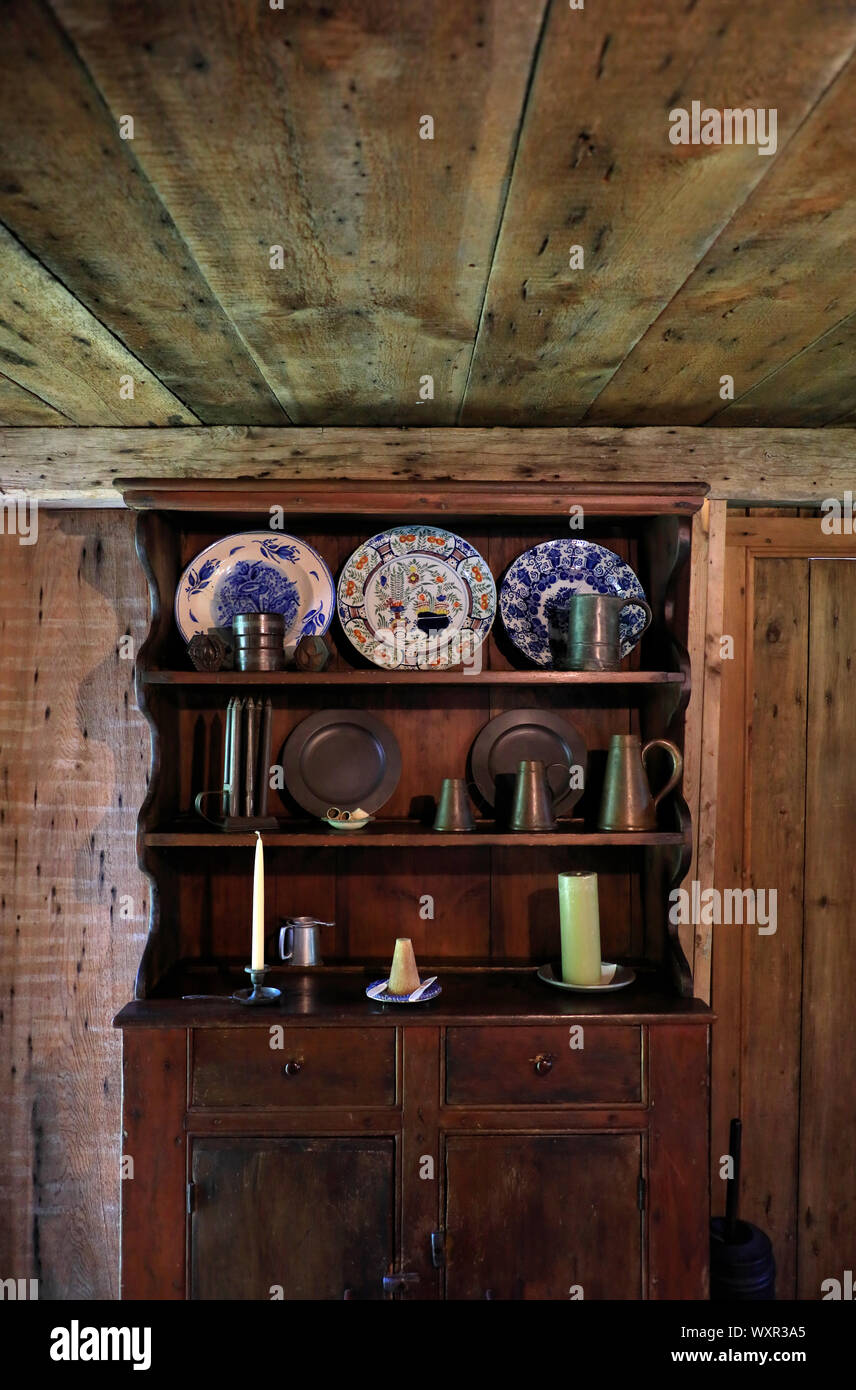 Interior of Hoxie House, built in 1675, one of the oldest houses in