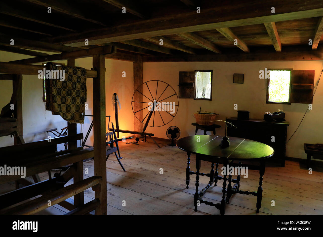 Interior of Hoxie House, built in 1675, one of the oldest houses in
