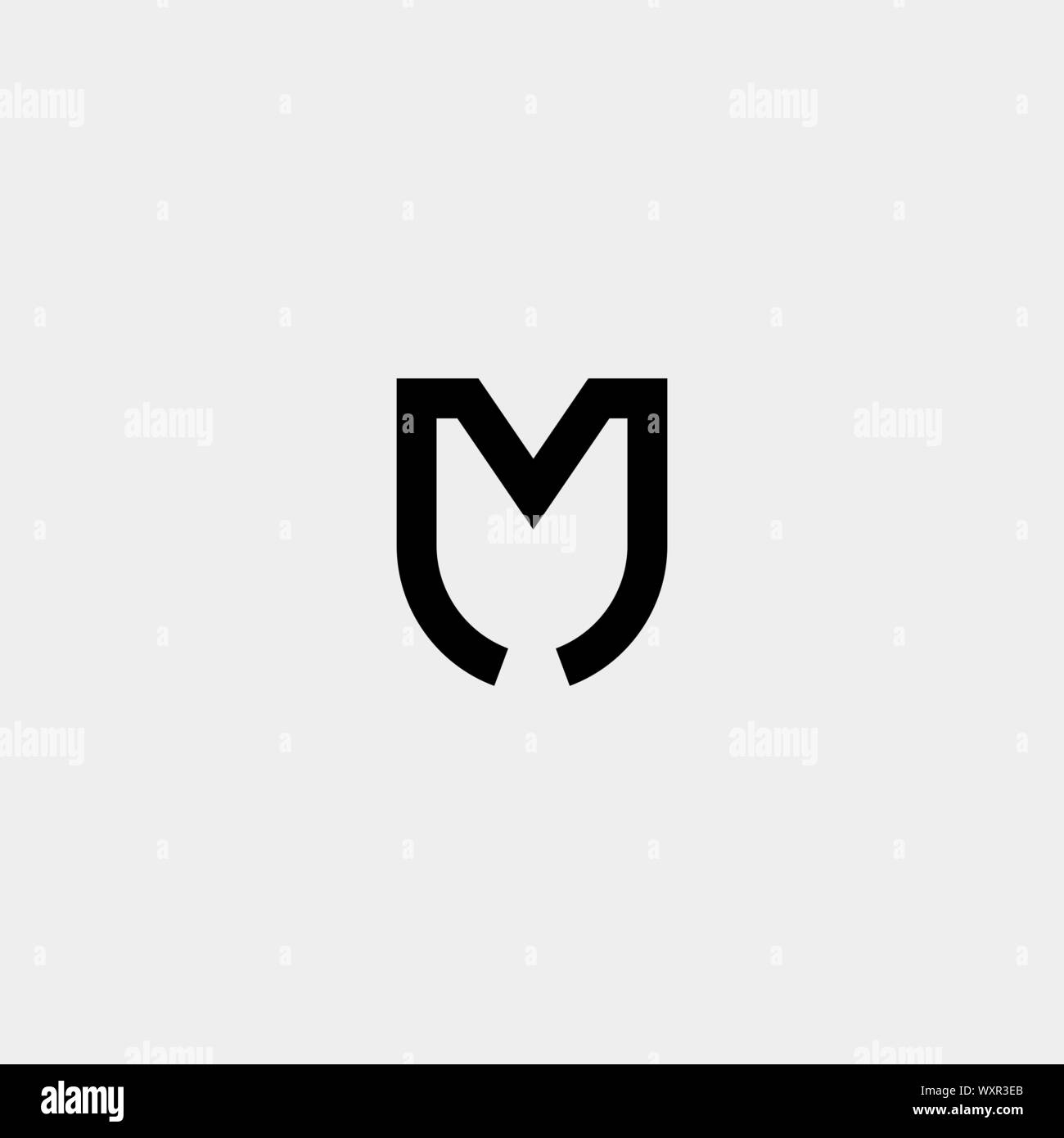Letter JM MJ M J Monogram Logo Design Minimal Icon With Black Color ...
