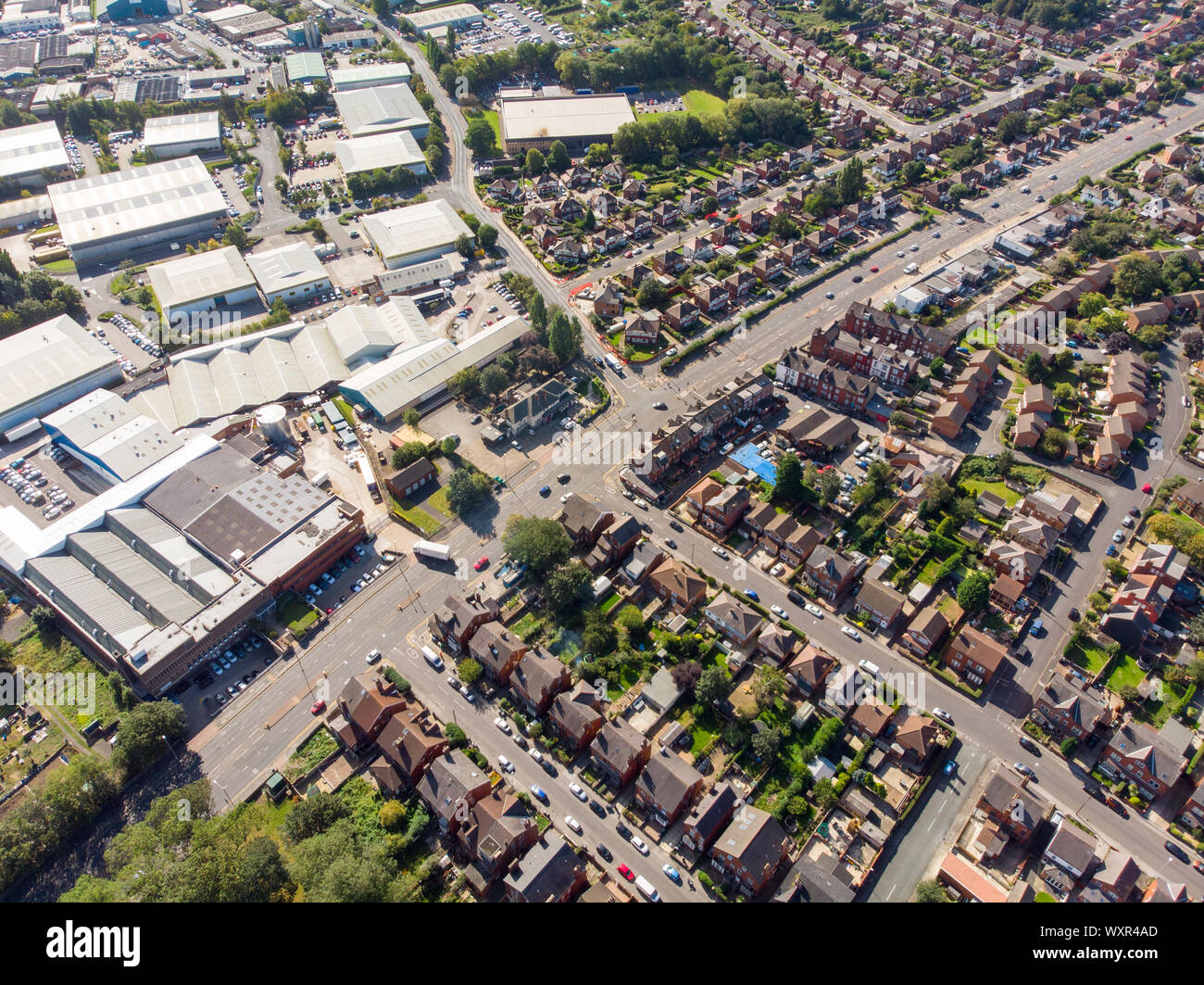 Aerial photo of the town known as Beeston in Leeds West Yorkshire UK