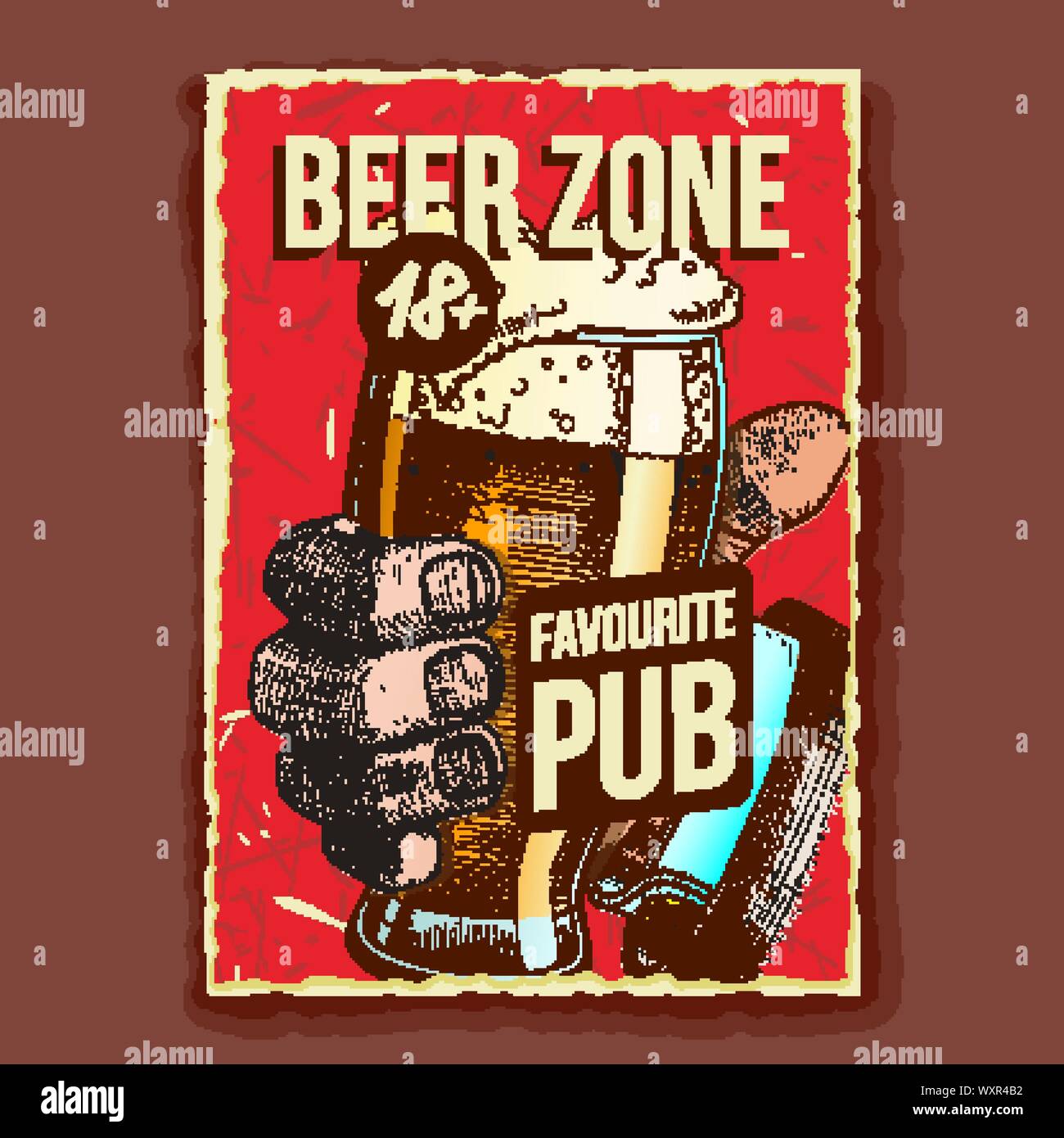Hand Holding Beer Glass Advertising Banner Vector Stock Vector Art