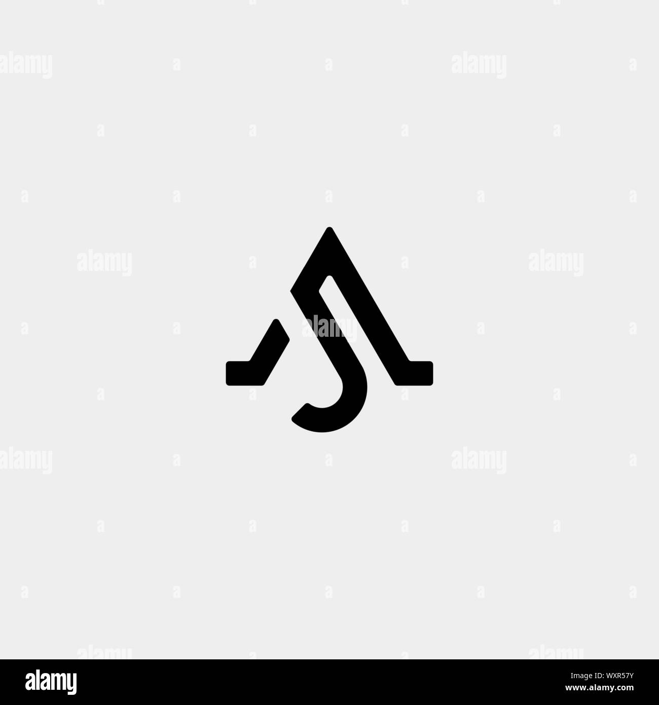 Letter JA AJ A Monogram Logo Design Minimal Icon With Black Color Stock ...