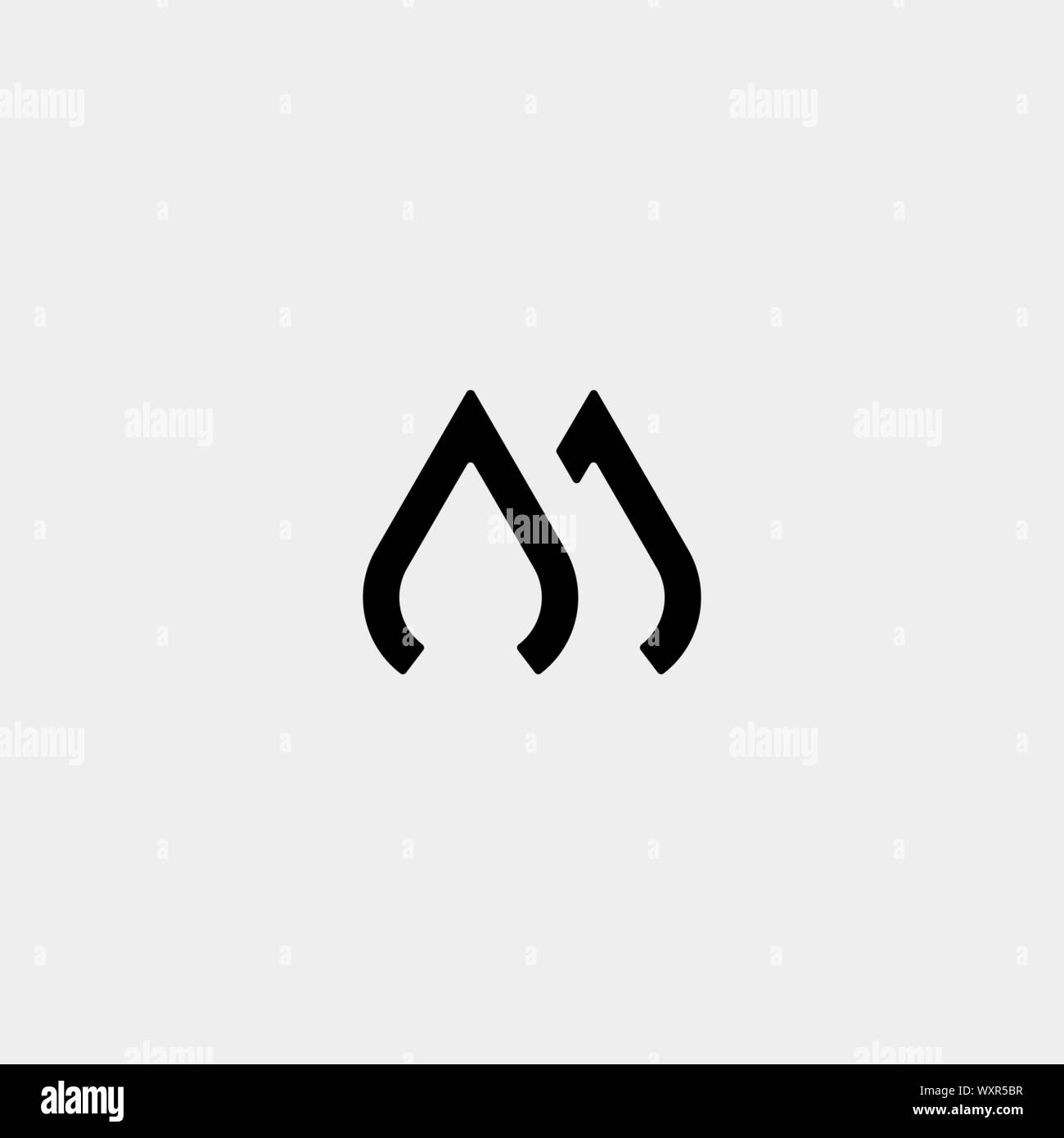 Letter AJ MJ M Monogram Logo Design Minimal Icon With Black Color Stock ...
