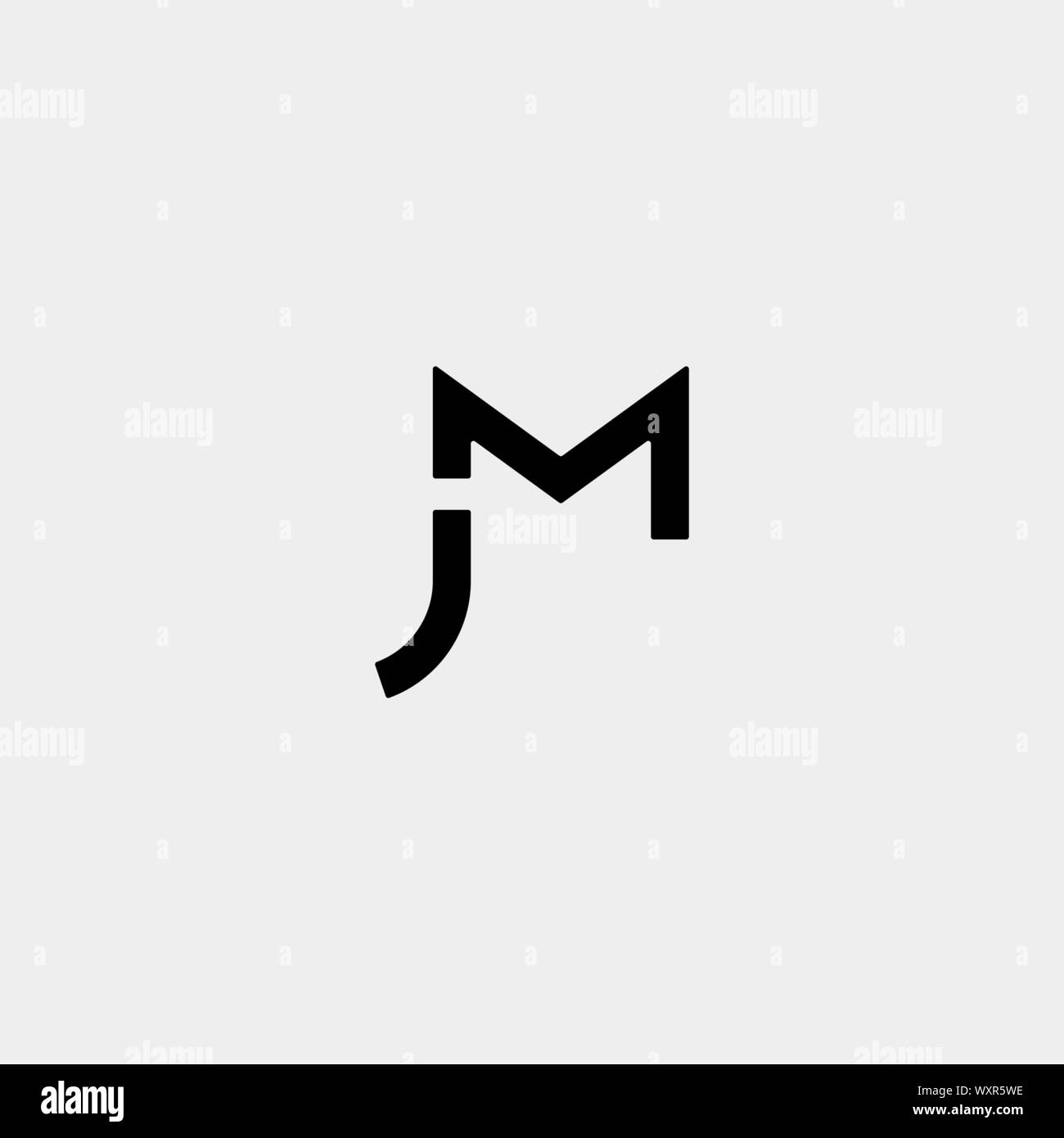Letter JM MJ M J Monogram Logo Design Minimal Icon With Black Color ...