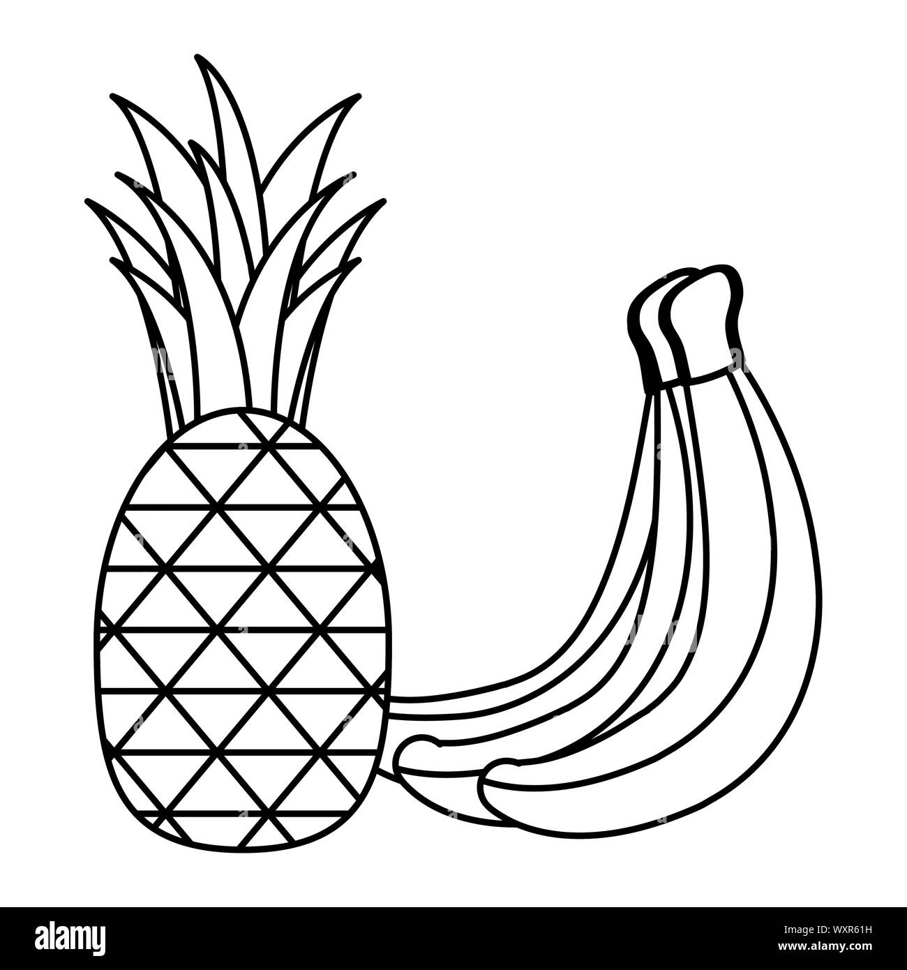 Isolated banana and pineapple vector design Stock Vector Image & Art ...