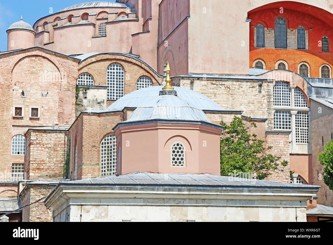 part of Hagia Sophia in Istanbul Turkey - the former greek Orthodox Christian patriarchal cathedral, later Ottoman imperial mosque and now a museum Stock Photo
