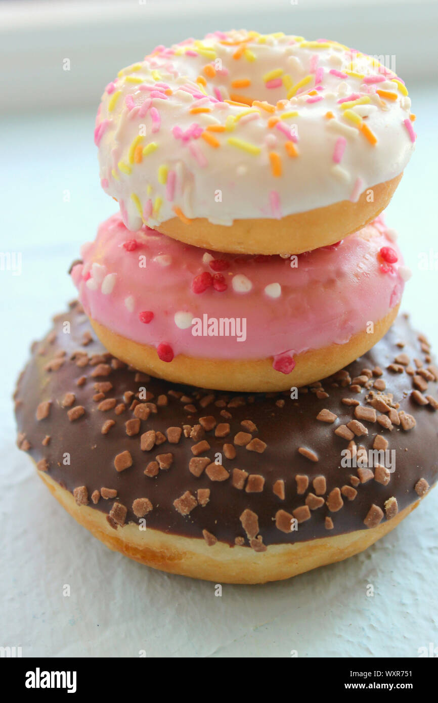 Assorted colorful donuts close-up. Photos of different donuts Stock ...