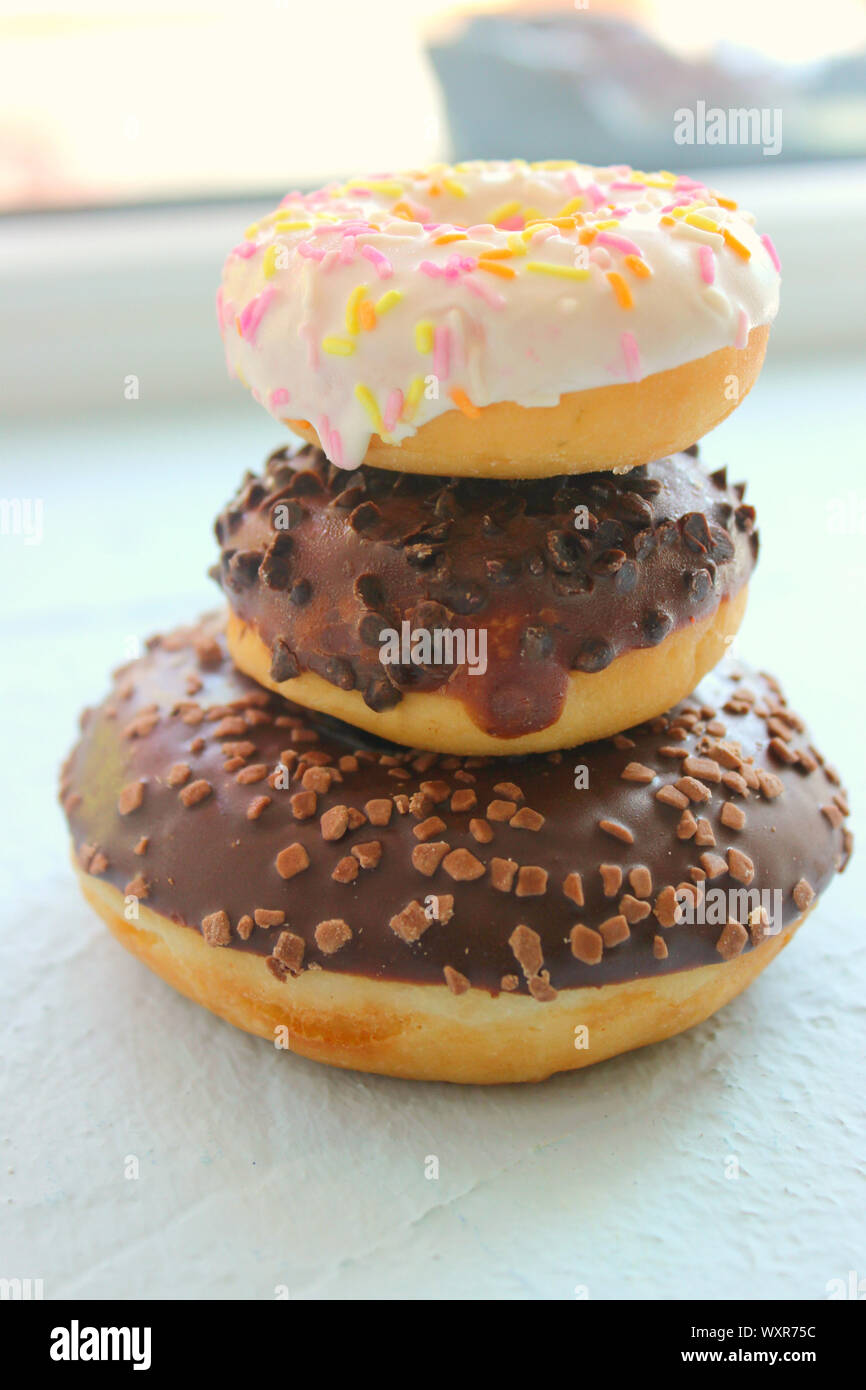 Assorted colorful donuts close-up. Photos of different donuts Stock ...