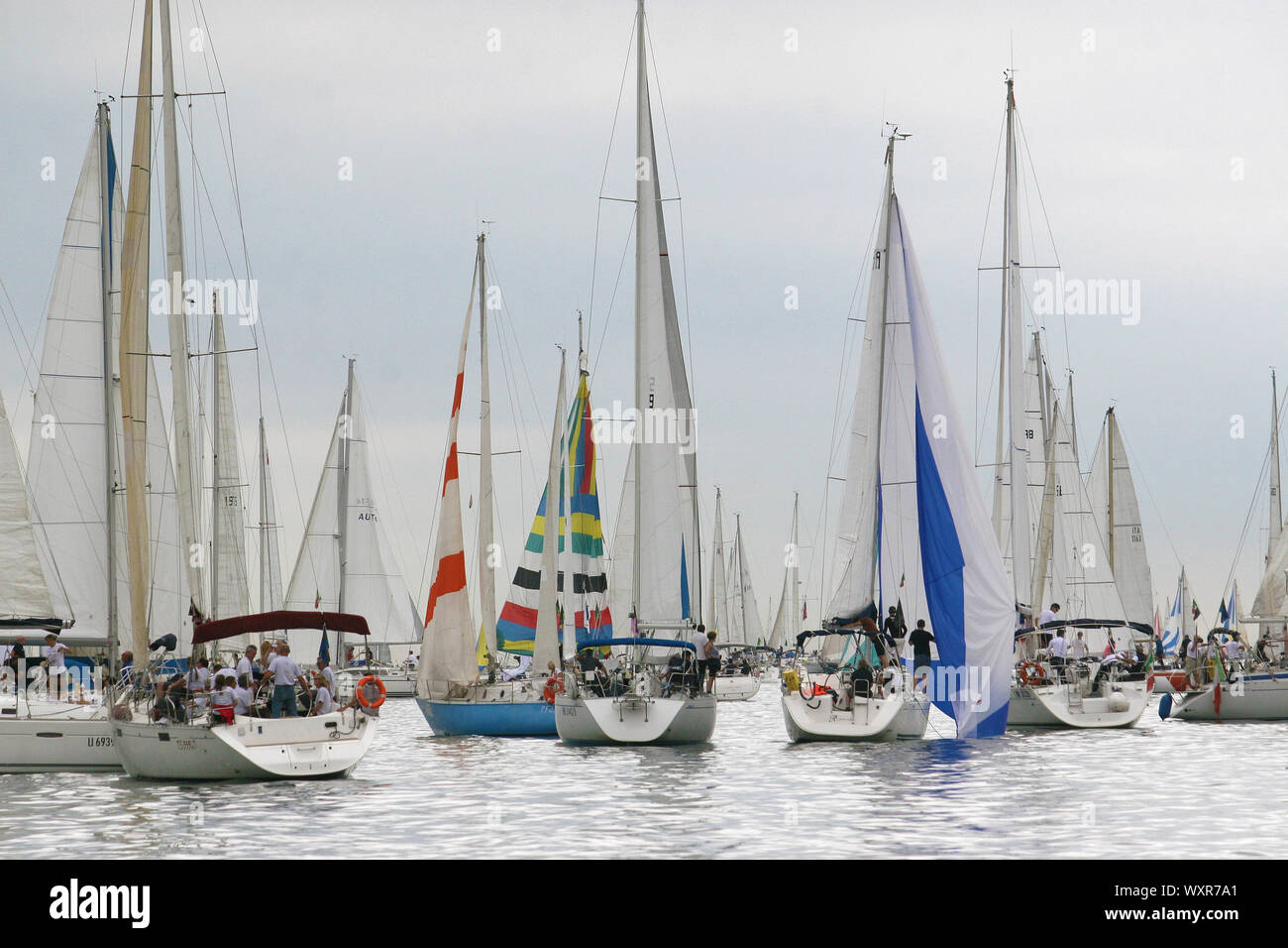 The Barcolana is a historic international sailing regatta taking place every year in the Gulf of Trieste on the second Sunday of October. Stock Photo