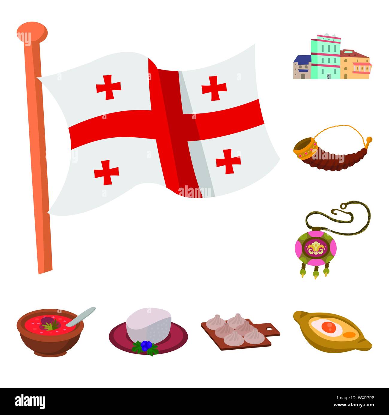 Vector illustration of Caucasus and traditions icon. Set of Caucasus ...