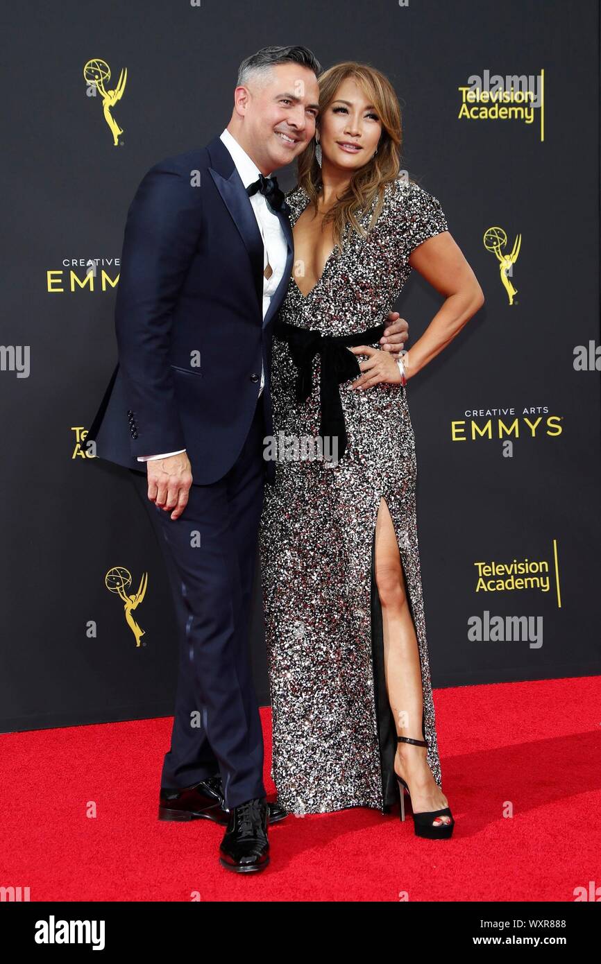 Los Angeles, CA. 14th Sep, 2019. Raj Kapoor, Carrie Ann Inaba at arrivals for The 2019 Creative Arts Emmy Awards, Microsoft theater, Los Angeles, CA September 14, 2019. Credit: Priscilla Grant/Everett Collection/Alamy Live News Stock Photo