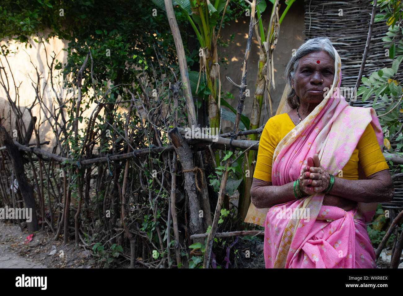 Village woman in saree hi-res stock photography and images - Alamy