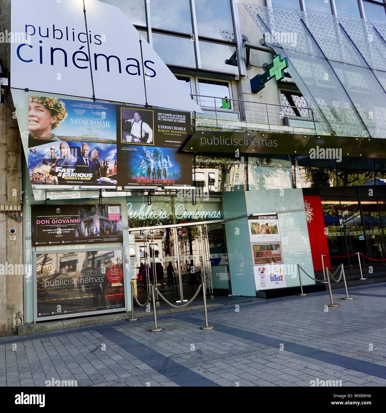 Cinema Publicis, French cinema, front facade of the theatre on Avenue Champs-Élysées, Paris, France. Stock Photo