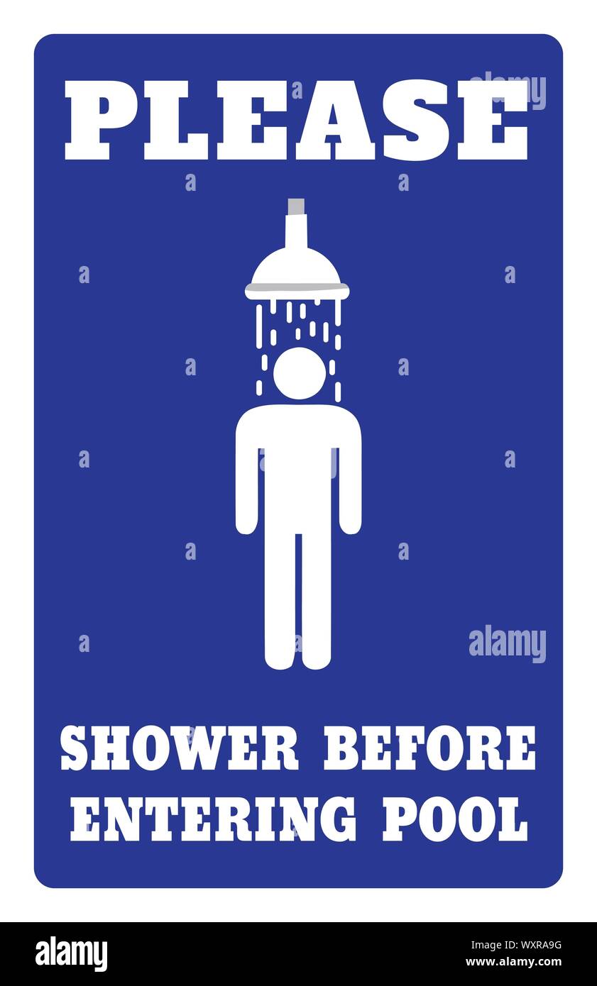 Shower Before Entering Pool Sign Stock Photo