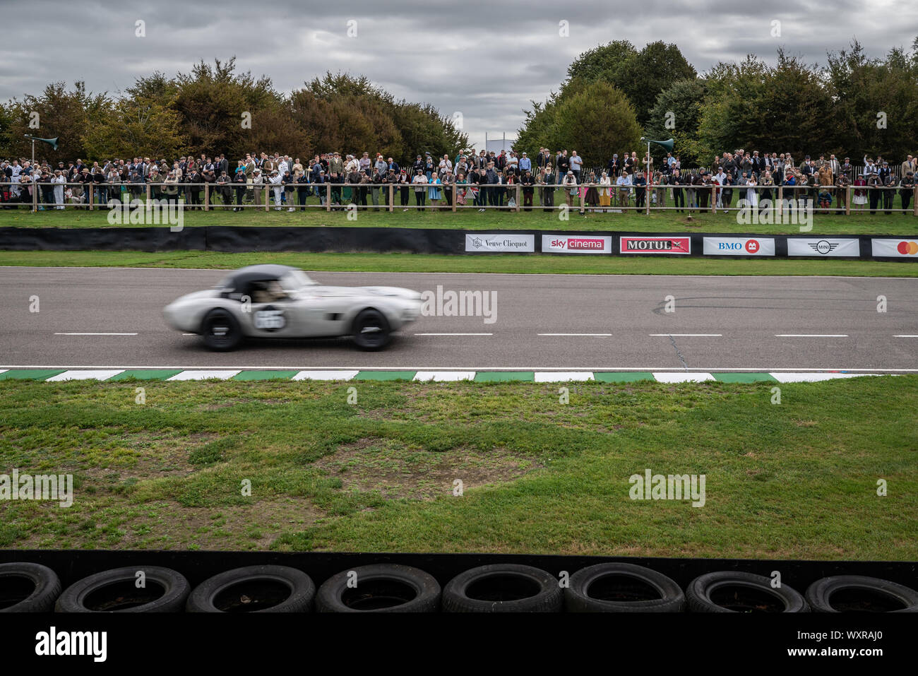 Vintage-themed Goodwood Revival. Britain’s greatest annual classic car show celebrates the mid-20th-century heyday of the Goodwood racing circuit. Stock Photo