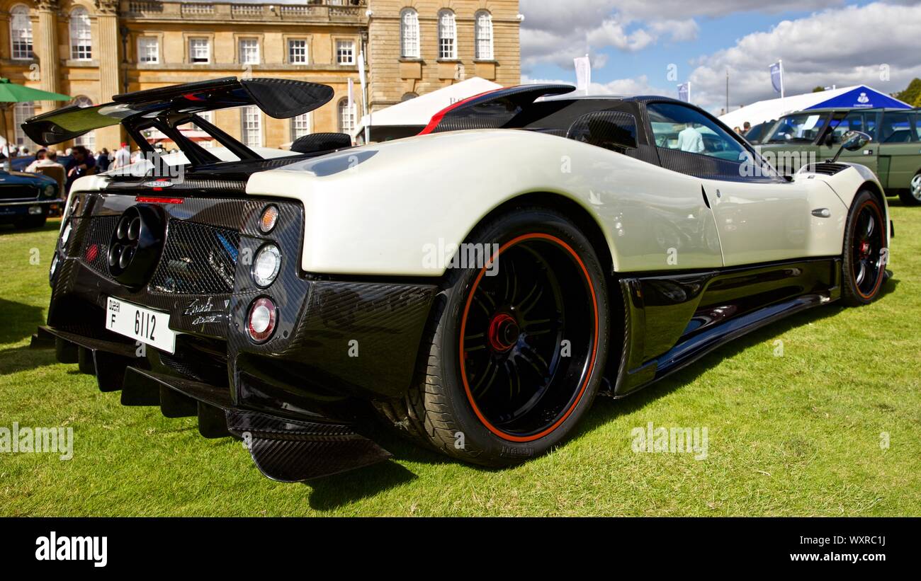 Pagani Zonda Cinque on show at the 2019 Salon Privé at Blenheim Palace, Oxfordshire Stock Photo