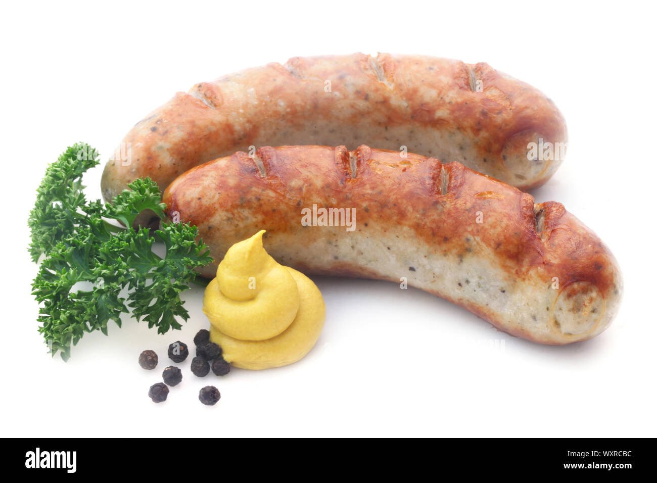 German Bratwurst With Mustard Stock Photo Alamy