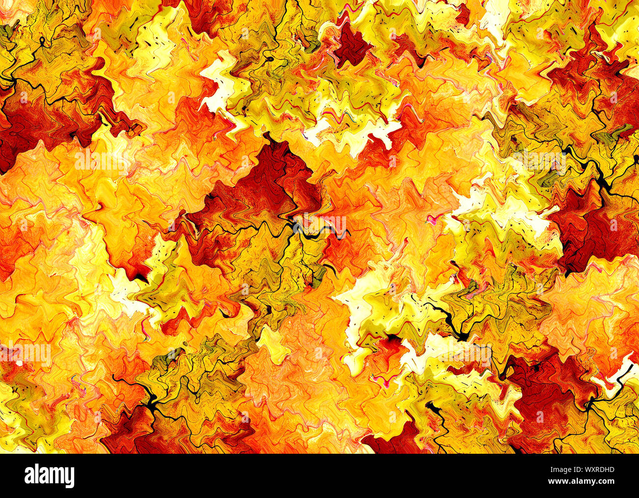 Abstract background of beautiful vibrant gold, orange and red leaves Stock Photo