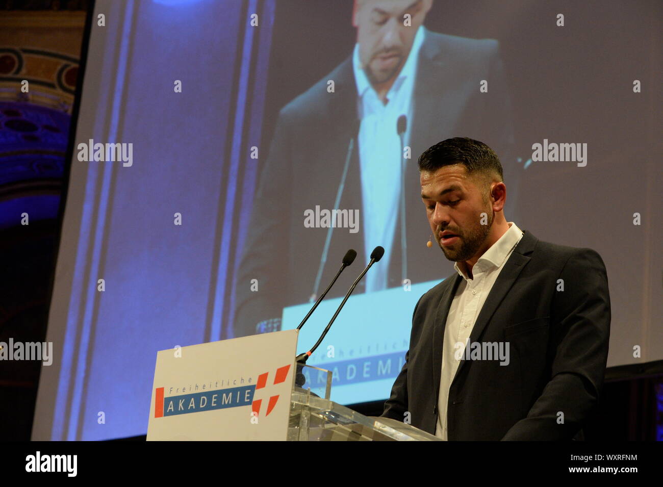Vienna, Austria. 17th September 2019. Panel Discussion of the Vienna Freedom Academy on Political Islam. 'Political Islam as a challenge for internal security' with ex-jihadist, author and advisor Irfan Peci at the Palais Ferstel in Vienna on 17 September 2019. Credit: Franz Perc/Alamy Live News Stock Photo