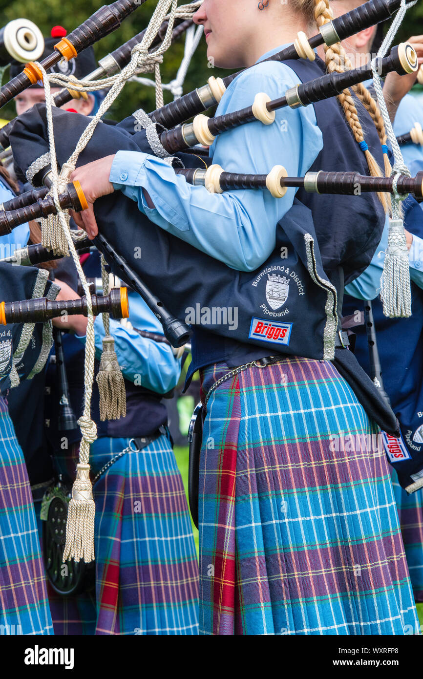 Burntisland and District Pipe Band with bagpipes at Peebles highland