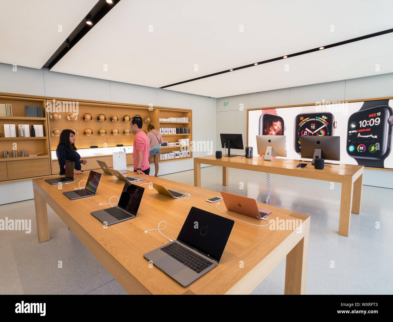 Cupertino, USA - September 10, 2018: Apple store at company campus in silicone valley, Infinity loop one, headquarter Stock Photo