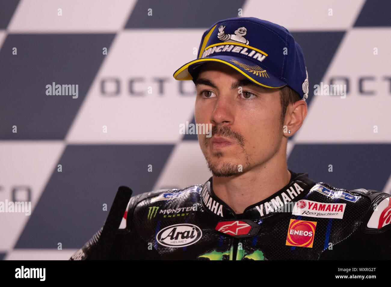 MAVERICK VINALES, SPANISH RIDER NUMBER 12 FOR YAMAHA MONSTER TEAM IN MOTOGP  during Thursday And Sunday Press Conference Of The Motogp Of San Marino A Stock Photo