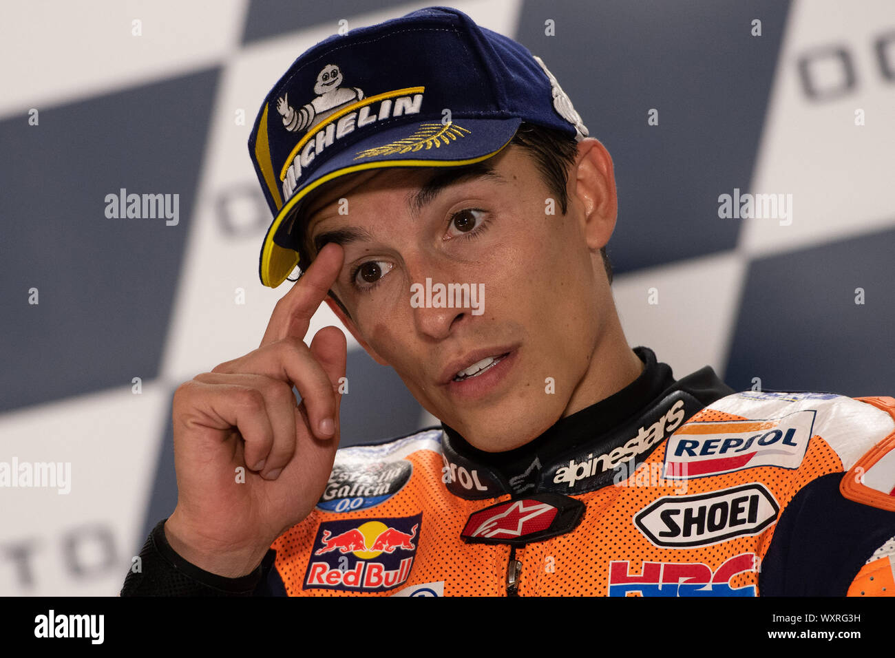MARC MARQUEZ, SPANISH RIDER AND MOTOGP WORLD CHAMPION WITH NUMBER 93 FOR REPSOL HONDA TEAM  during Thursday And Sunday Press Conference Of The Motogp Stock Photo