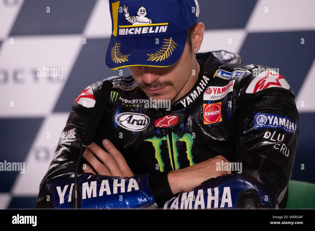 MAVERICK VINALES, SPANISH RIDER NUMBER 12 FOR YAMAHA MONSTER TEAM IN MOTOGP  during Thursday And Sunday Press Conference Of The Motogp Of San Marino A Stock Photo