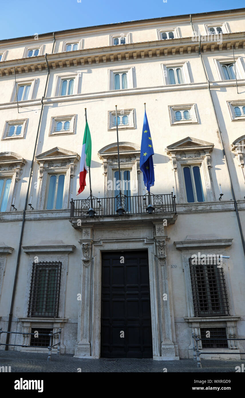 Palace Palazzo Chigi  in Rome which is the official residence of the Prime Minister of Italy Stock Photo