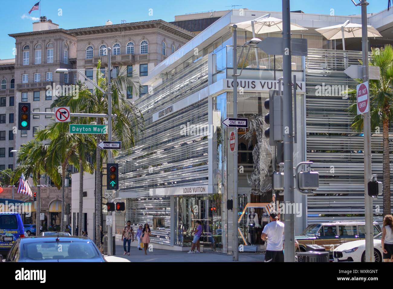 Louis Vuitton store on the corner of Rodeo Drive and Dayton Way in  Hollywood Stock Photo - Alamy