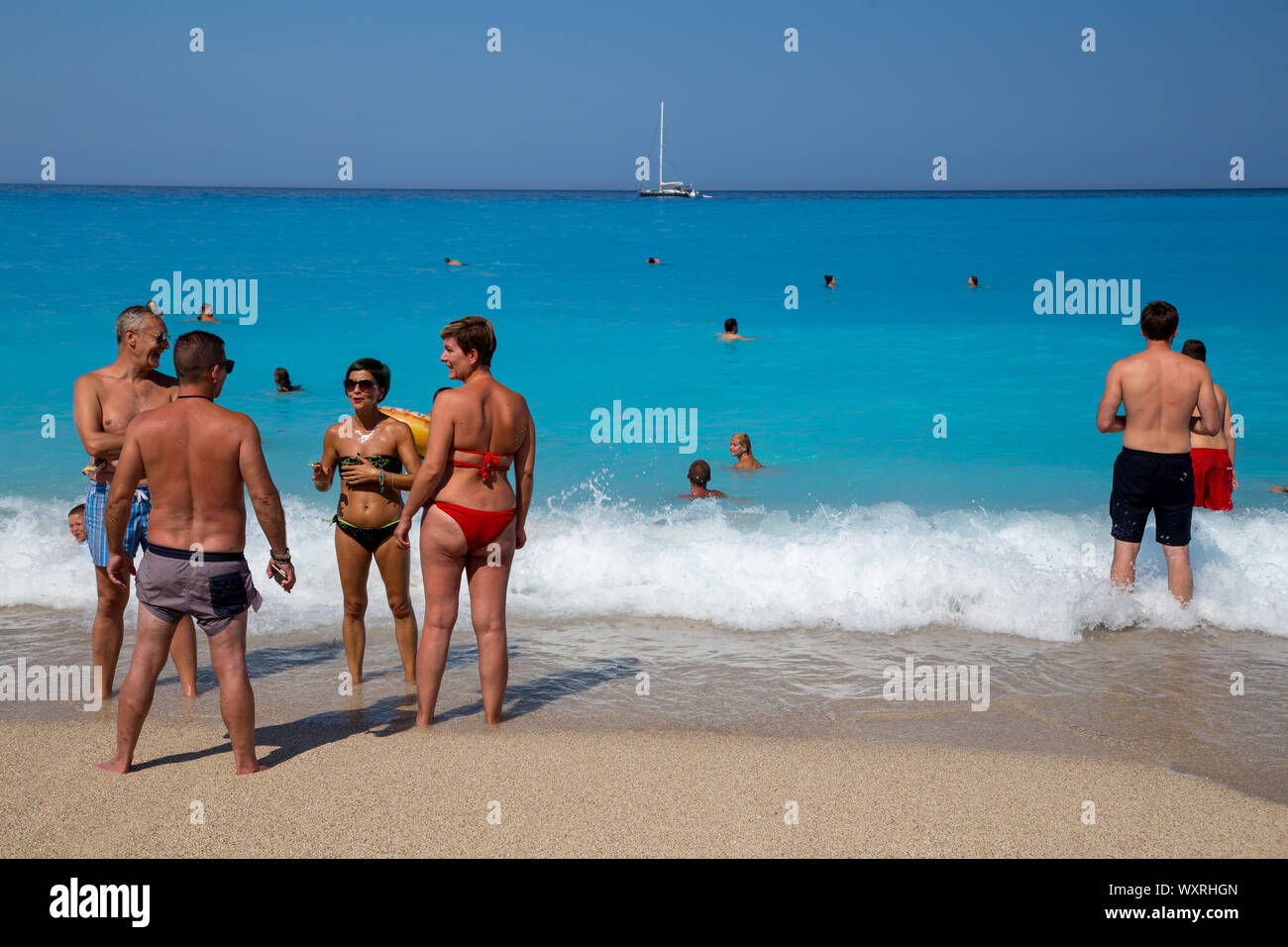 Kathisma Beach on the west coast of Lefkada / Lefkas Island, Greece Stock Photo