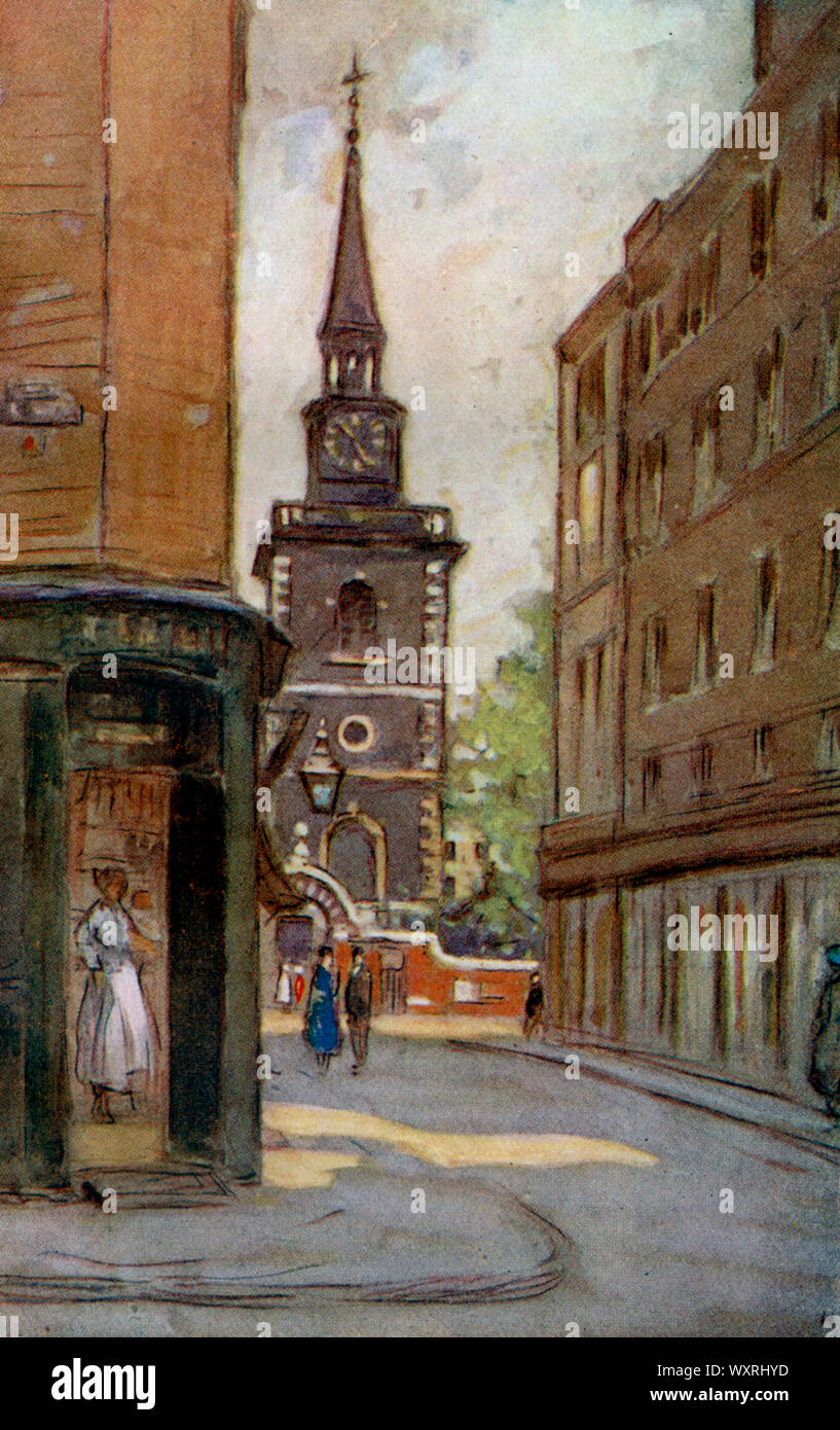 St Jame's, Piccadilly, from Swallow Street, c1925. By Horace Mann Livens (1862-1936). St James's Church, Piccadilly, also known as St James's Church, Westminster, and St James-in-the-Fields, is an Anglican church on Piccadilly, London. It was designed by Sir Christopher Wren. Stock Photo