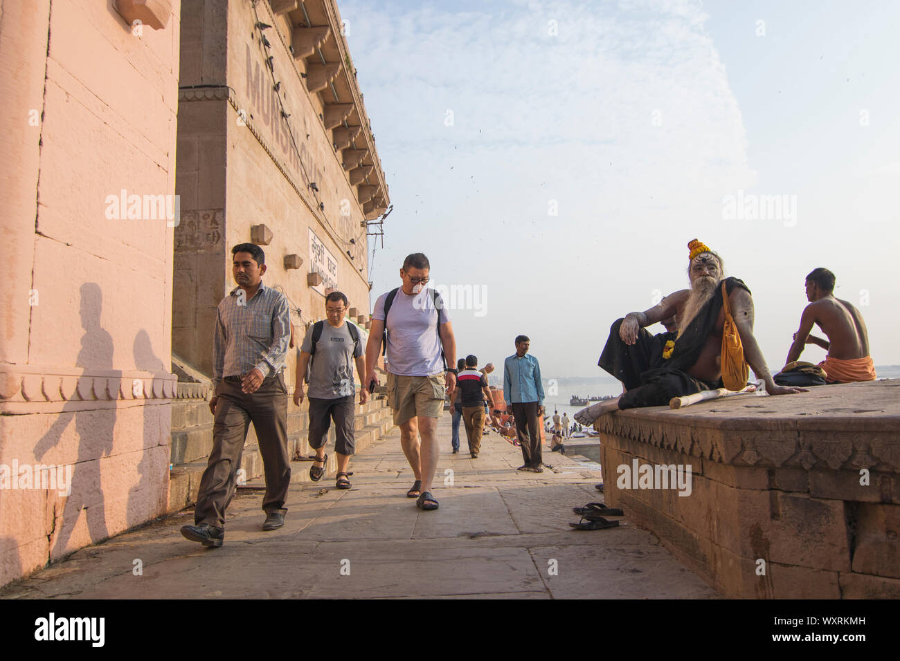 A morning street scene from Varanasi Stock Photo