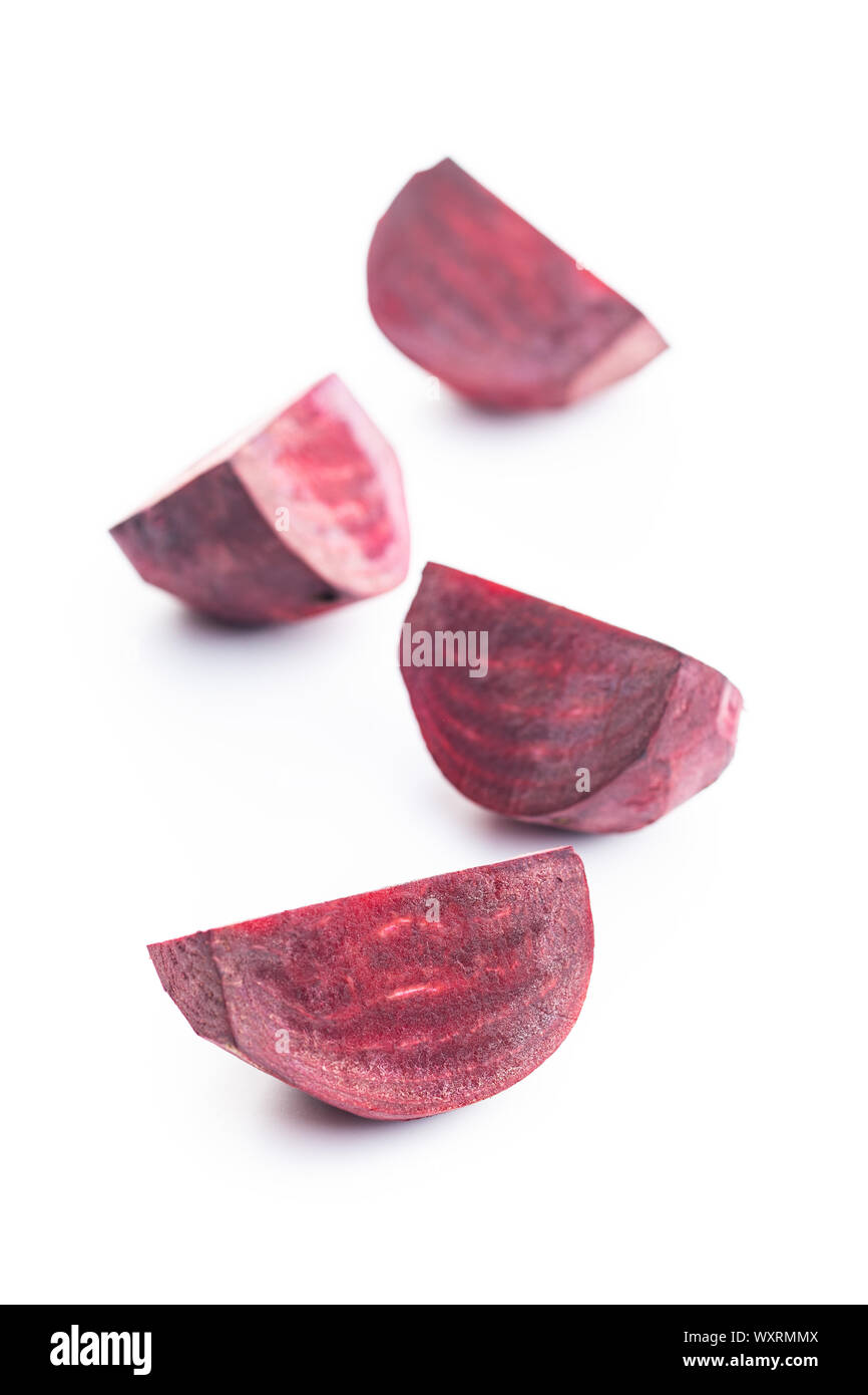 Tasty raw beetroot. Sliced beetroot isolated on white background. Stock Photo
