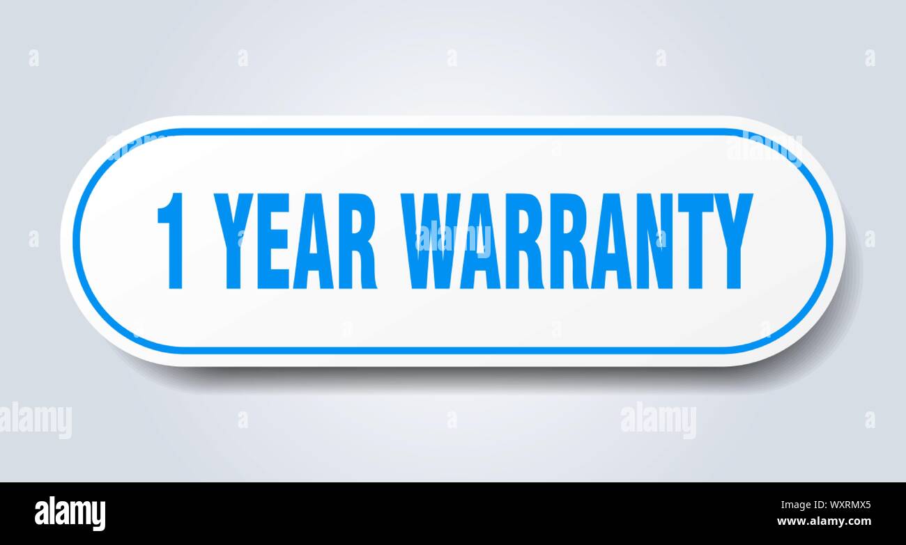 One Year Service Sticker 1 year warranty sign. 1 year warranty rounded blue sticker. 1 year ...