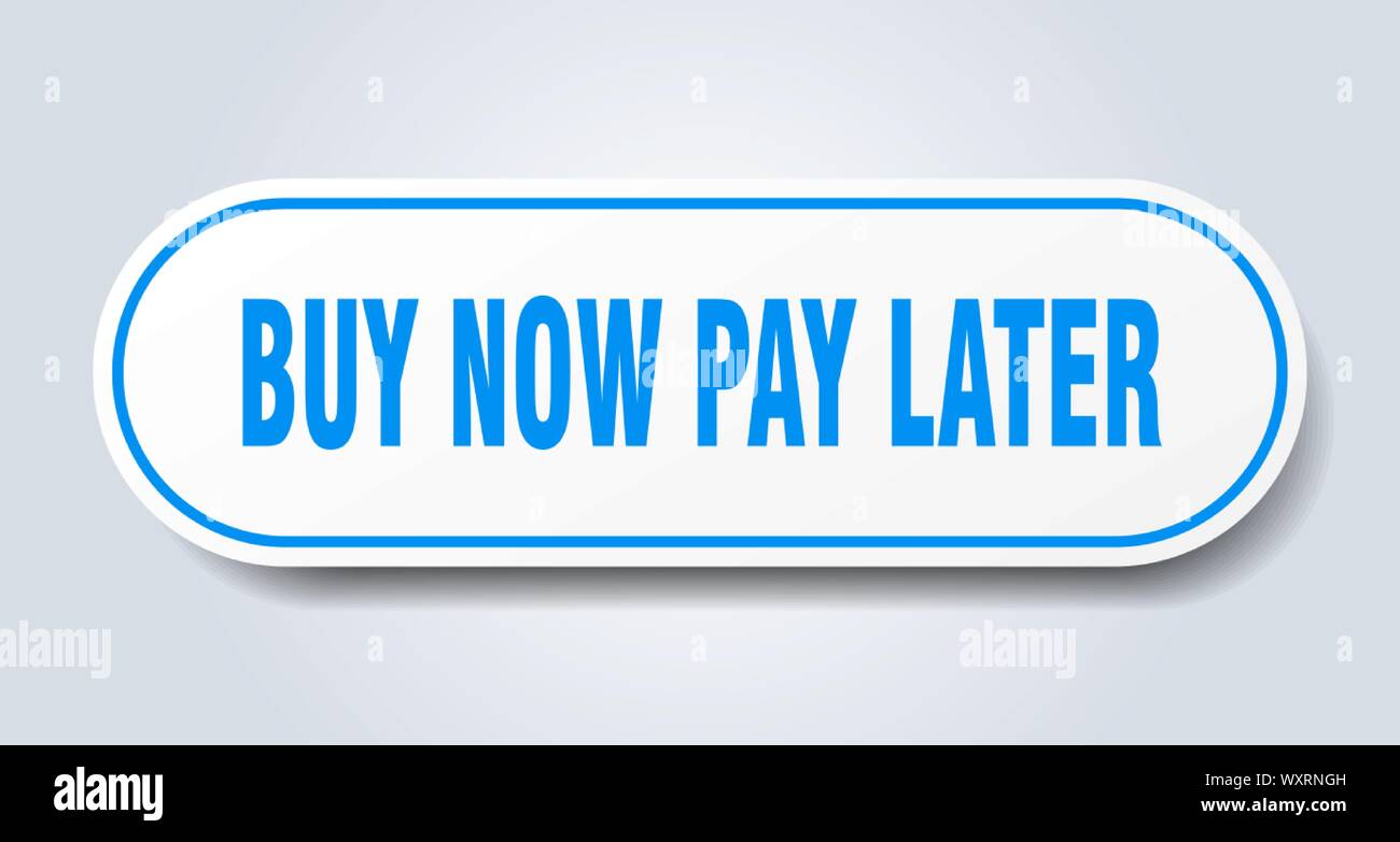buy now pay later sign. buy now pay later rounded blue sticker. buy now