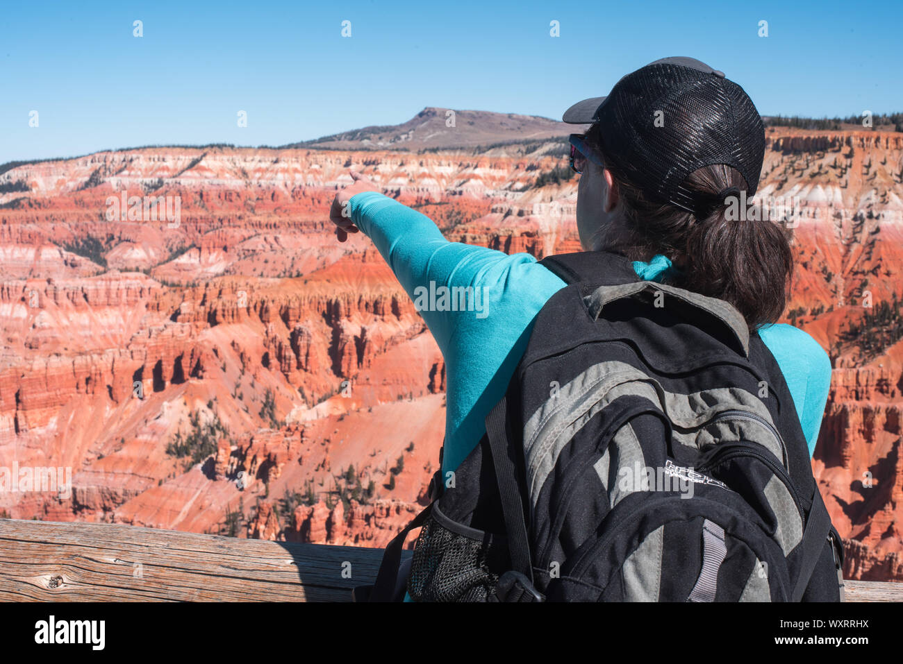 Cedar Breaks, UT/09-27-2016: People view the canyon rock formations in their visit to Cedar Breaks National Monument, Utah, USA Stock Photo