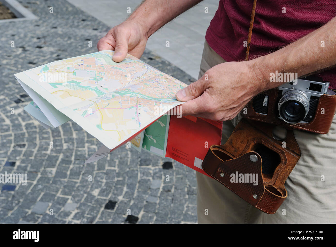 Top View Man Map Tourist map top view hi-res stock photography and images - Alamy