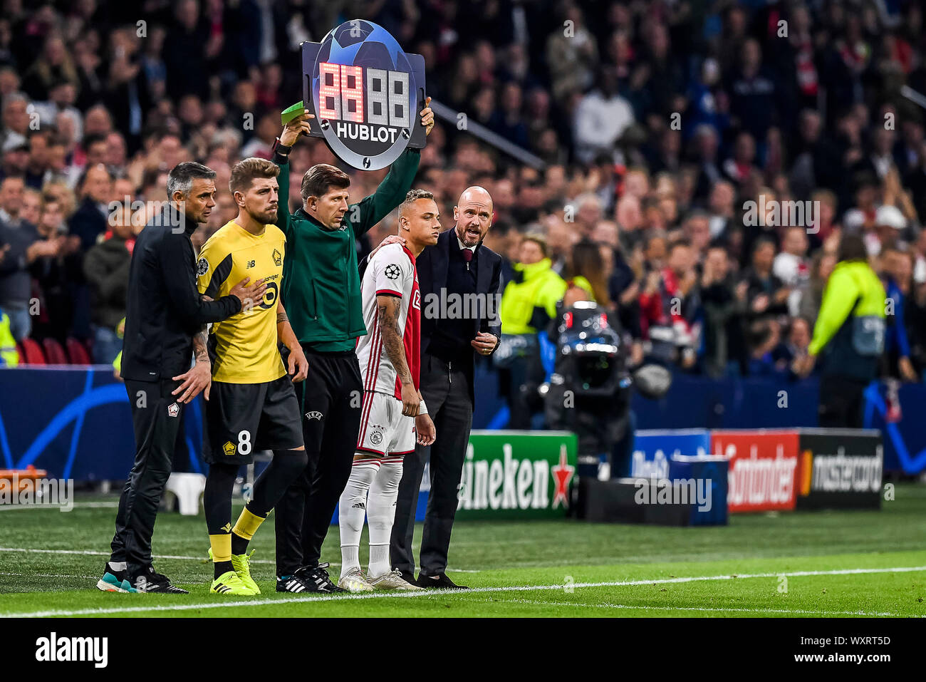 AMSTERDAM, 17-09-2019 JohanCruyff Arena , Champions League Football season  2019 / 2020 .Ajax coach Erik ten Hag during the match Ajax - Lille Stock  Photo - Alamy