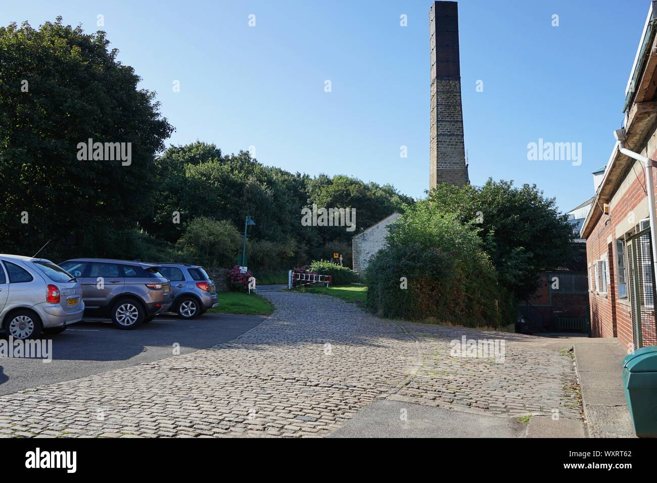 The chimney for the boiler house at the national coal minning museum for england in Walkfield Yorkshire England Stock Photo