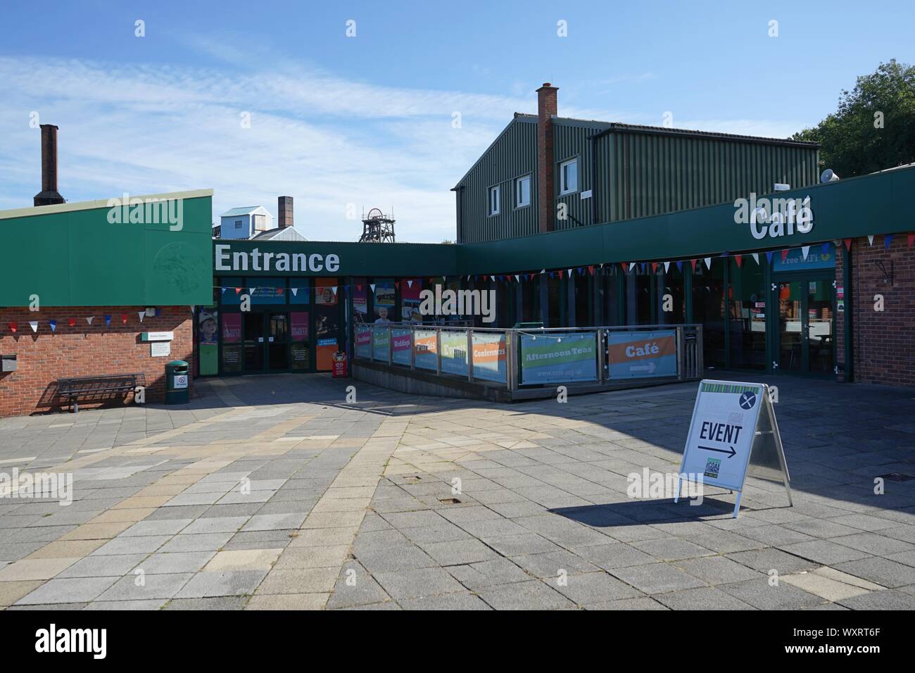 The entrance to the museum and cafe at the National coal minning Museum for england in Walkfield Yorkshire England Stock Photo