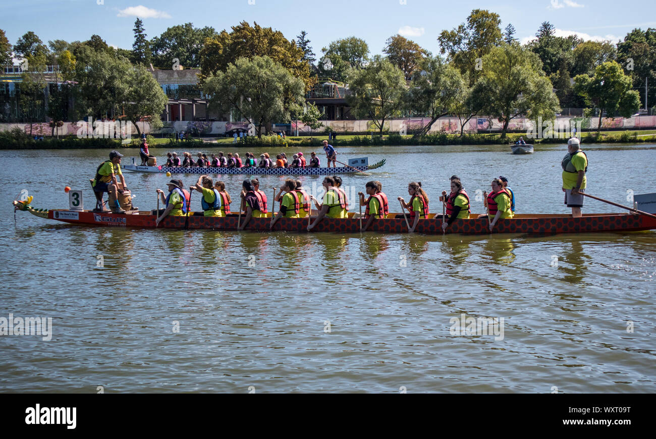 Dragon boats Festival in Stratford, Ontario. Stock Photo