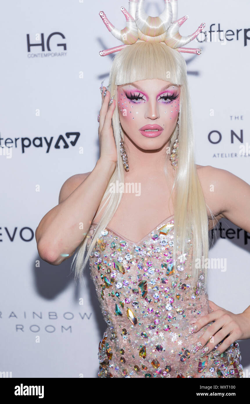 New York, NY, USA - September 5, 2019: Drag queen Aquaria wearing The Blonds attends The Daily Front Row 7th Fashion Media Awards at The Rainbow Room Stock Photo