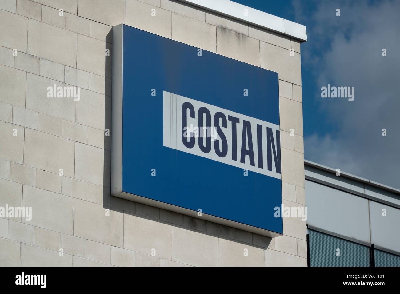 Signage outside the offices of Costain engineering consultants in Manchester Business Park, Costain House, Aviator Way, Wythenshawe, Manchester, UK Stock Photo