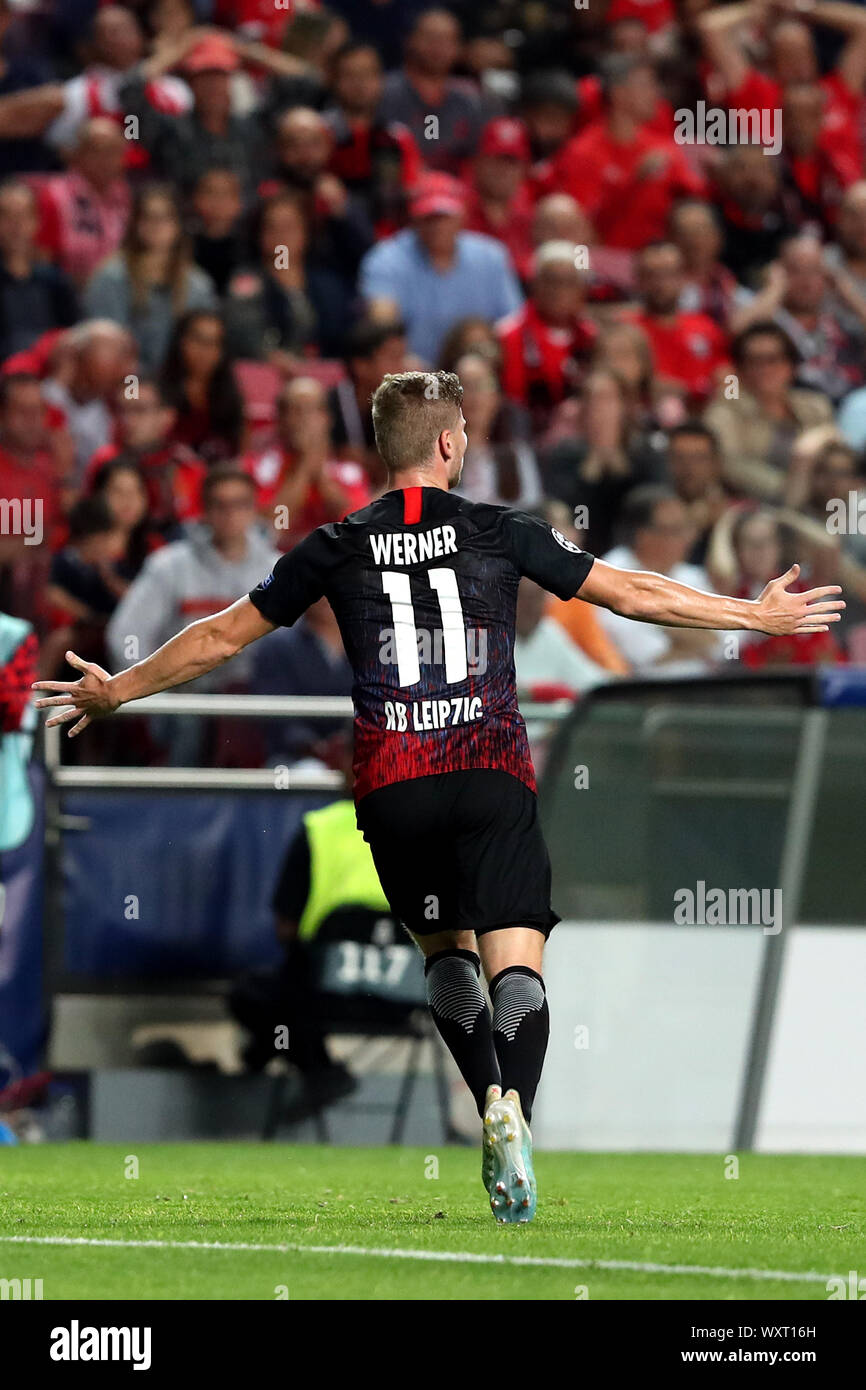 Lisbon Portugal 17th Sep 19 Timo Werner Of Rb Leipzig Celebrates After Scoring A Goal During The Uefa Champions League Group G Football Match Between Sl Benfica And Rb Leipzig At The