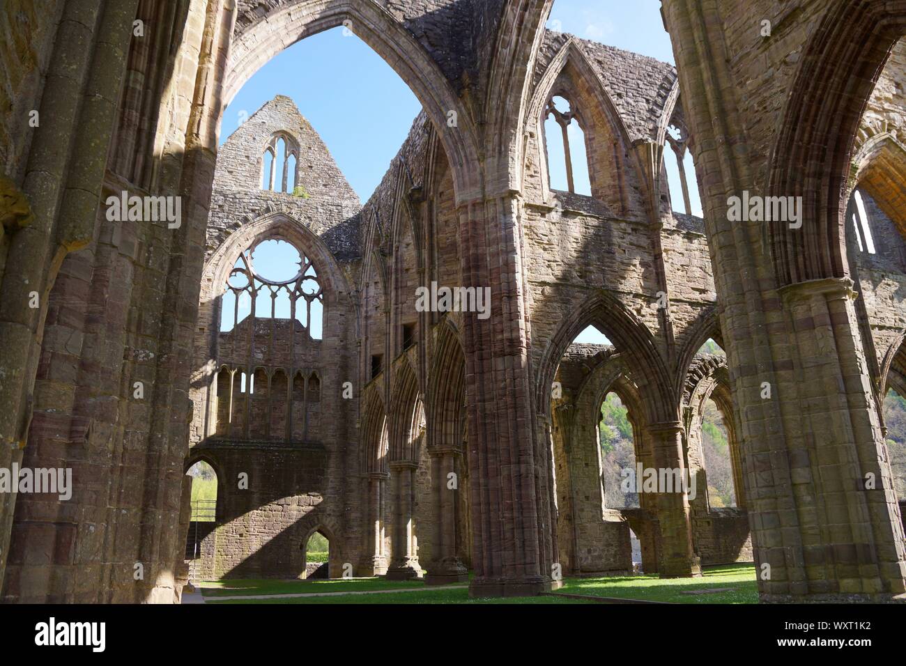 Tintern Abbey stonework Stock Photo