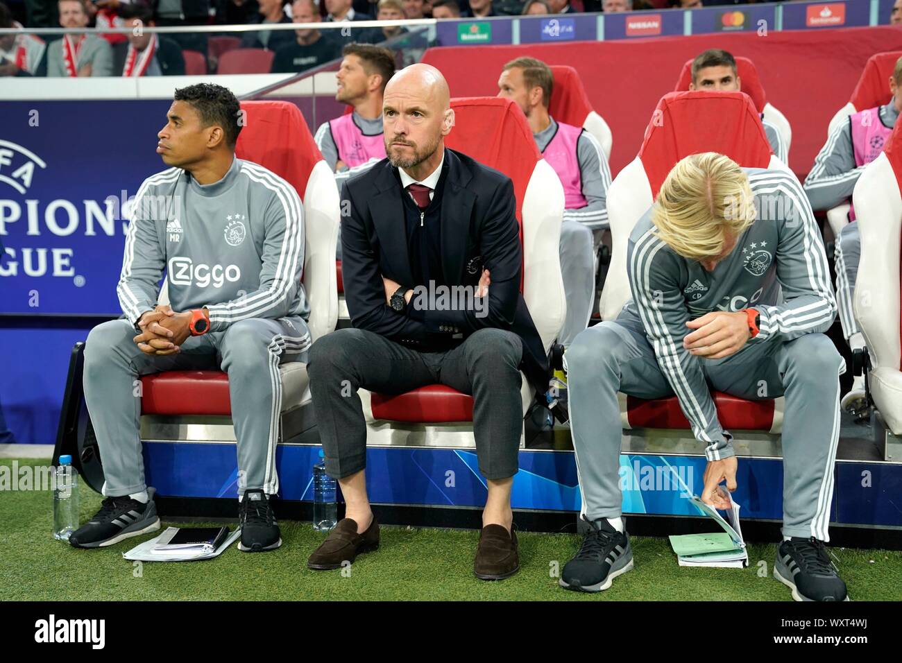 AMSTERDAM, 17-09-2019 JohanCruyff Arena , Champions League Football season  2019 / 2020 .Ajax coach Erik ten Hag during the match Ajax - Lille Stock  Photo - Alamy