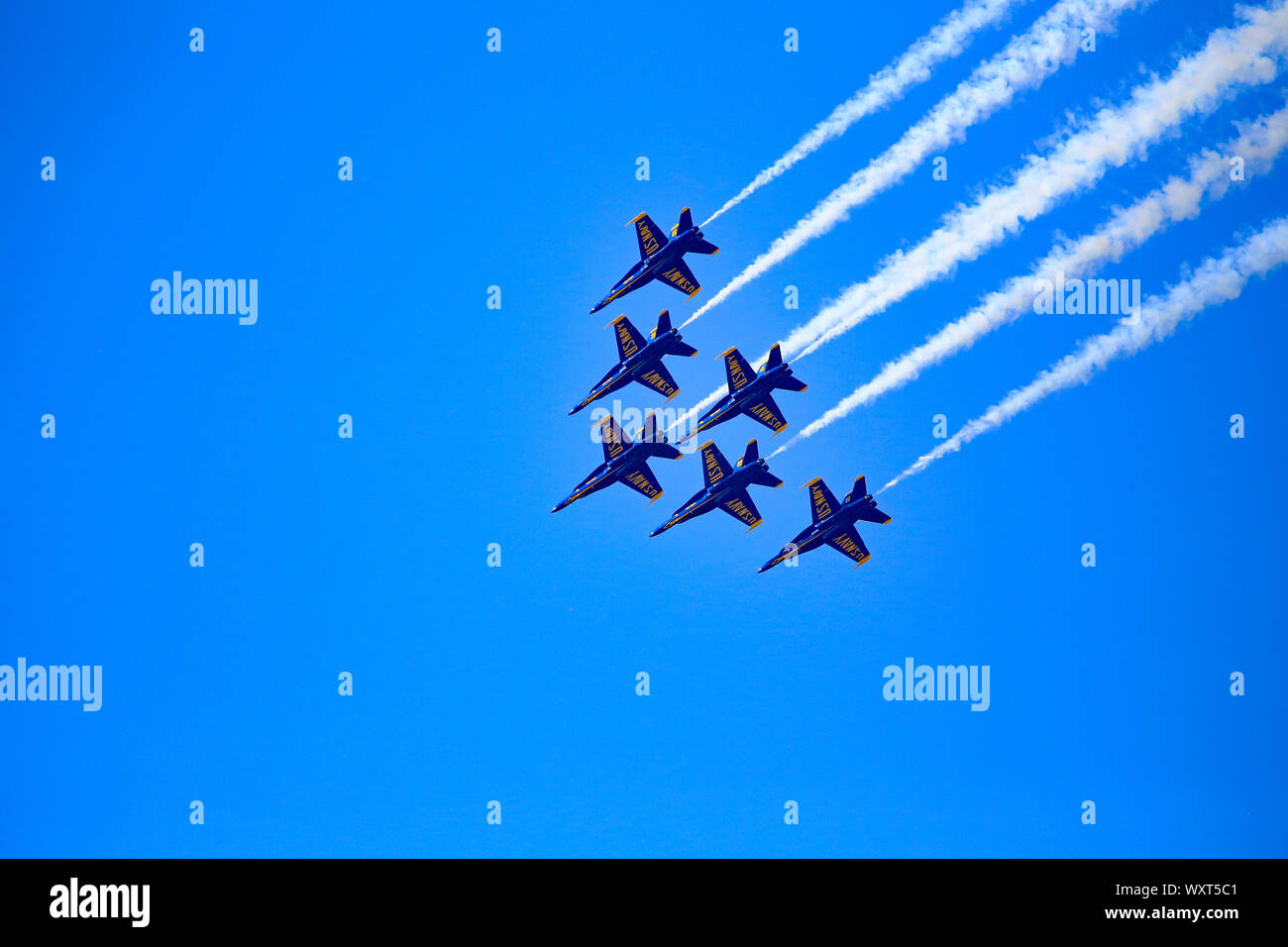 The Blue Angels is the United States Navy's flight demonstration squadron which was initially formed in 1946, making it the second oldes Stock Photo
